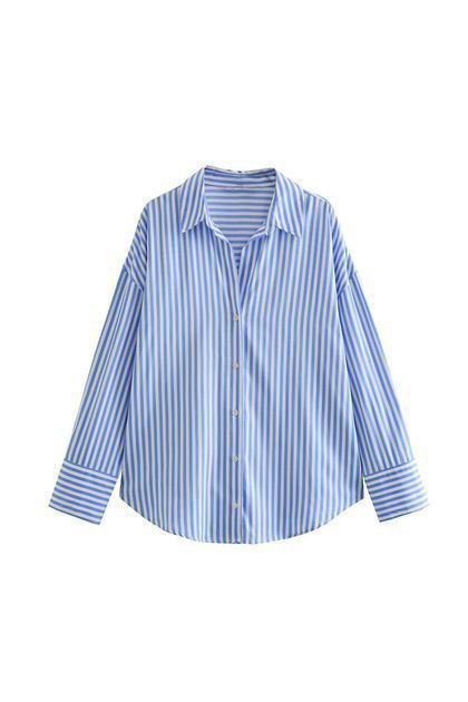 Kemeja Oversize Stripe Biru Putih