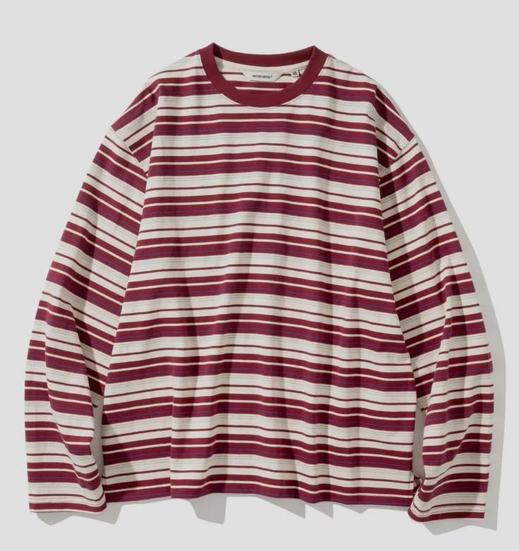 Kaos Lengan Panjang Stripe Maroon